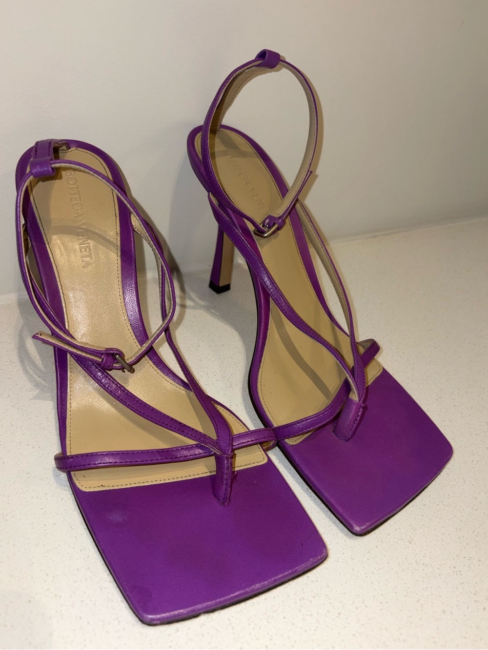 Bottega Veneta Purple Stretch Strap Heels 36.5